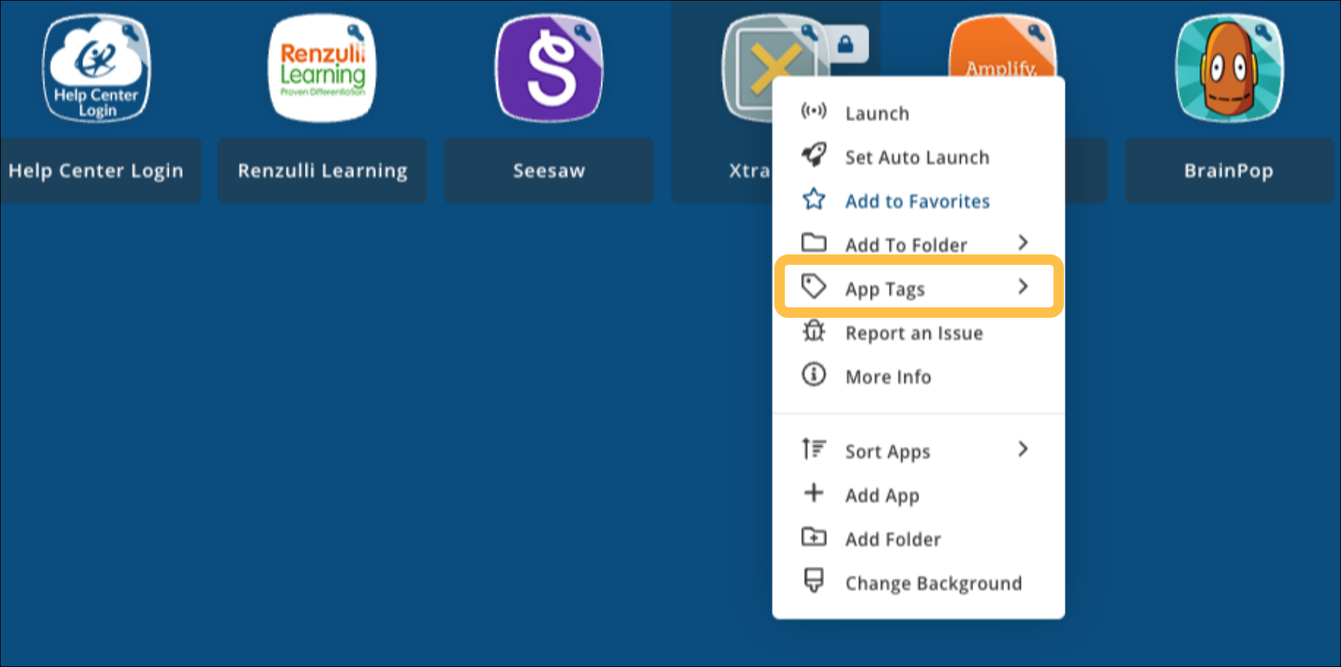 Create tags to filter LaunchPad apps