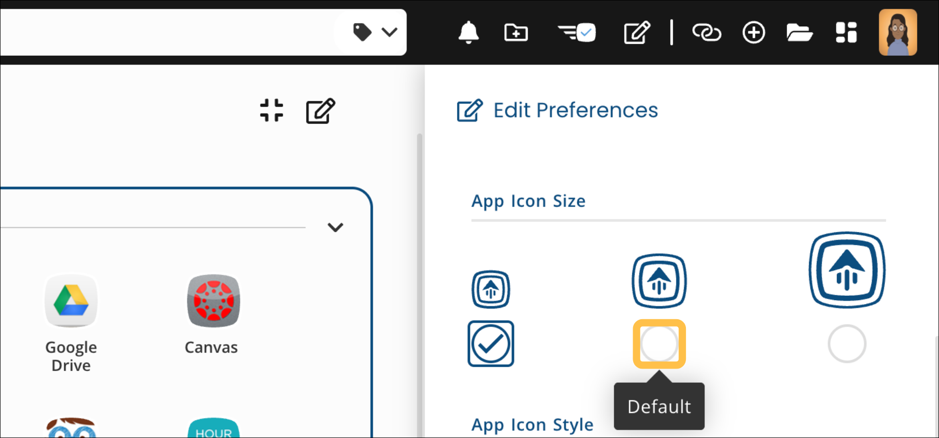 Dynamic Theme Edit Preferences: Change your LaunchPad app icon size