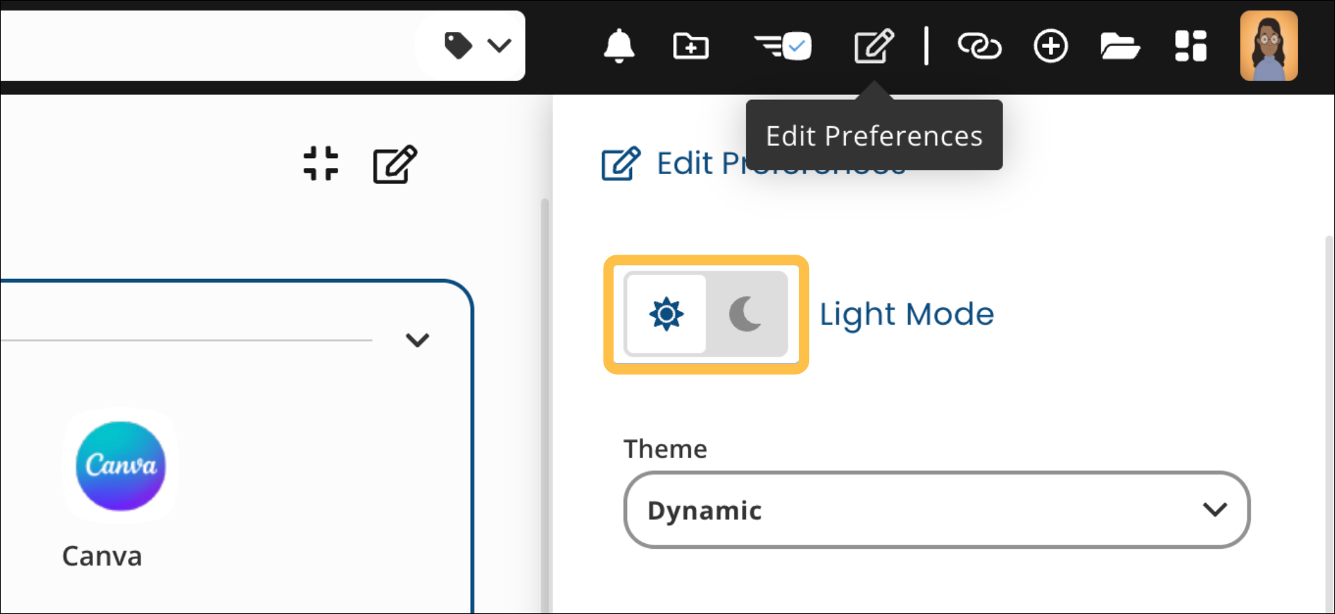 Dynamic Theme Edit Preferences: Switch between Light and Dark Mode