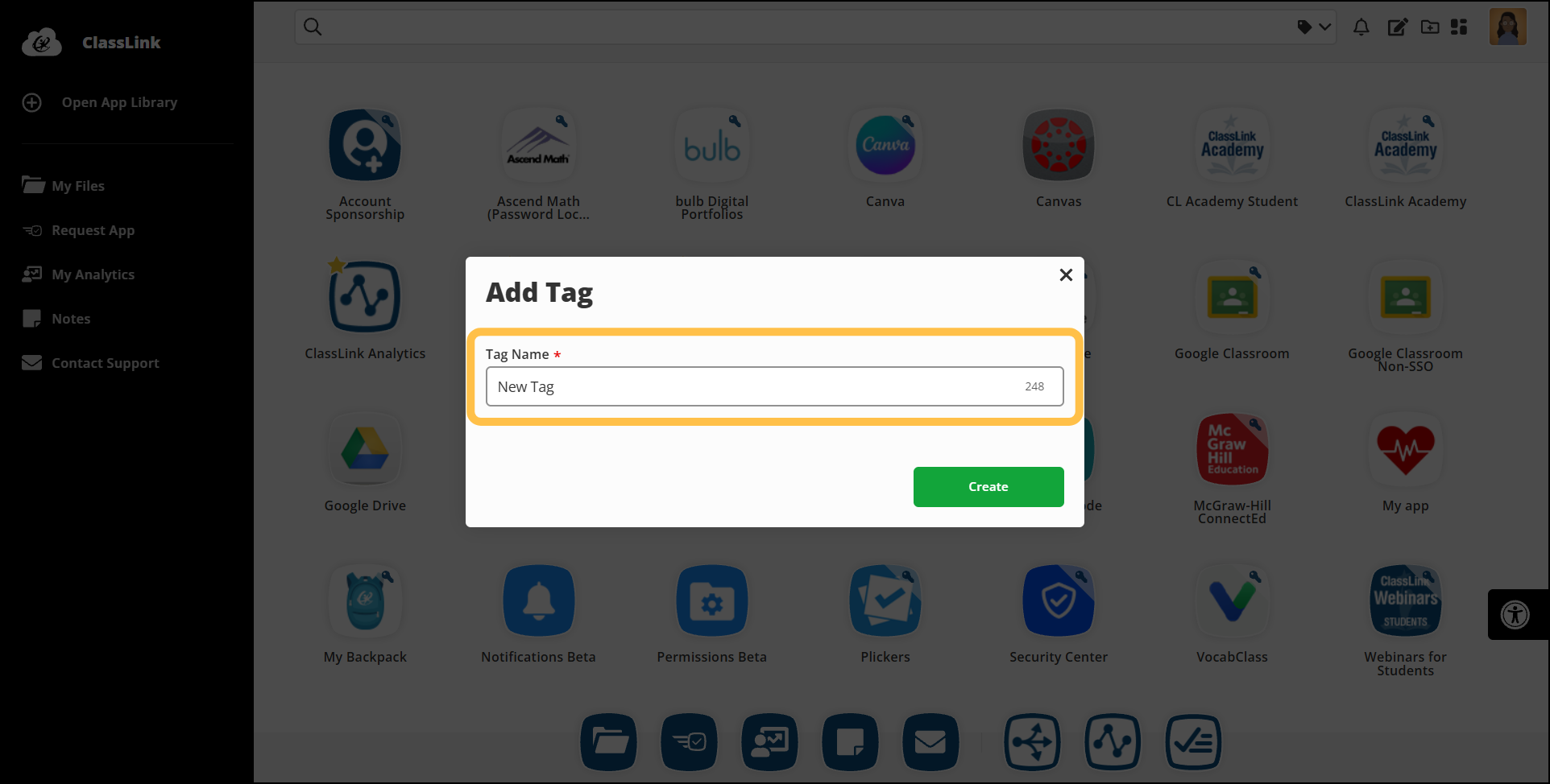 Professional Theme: Create an app tag