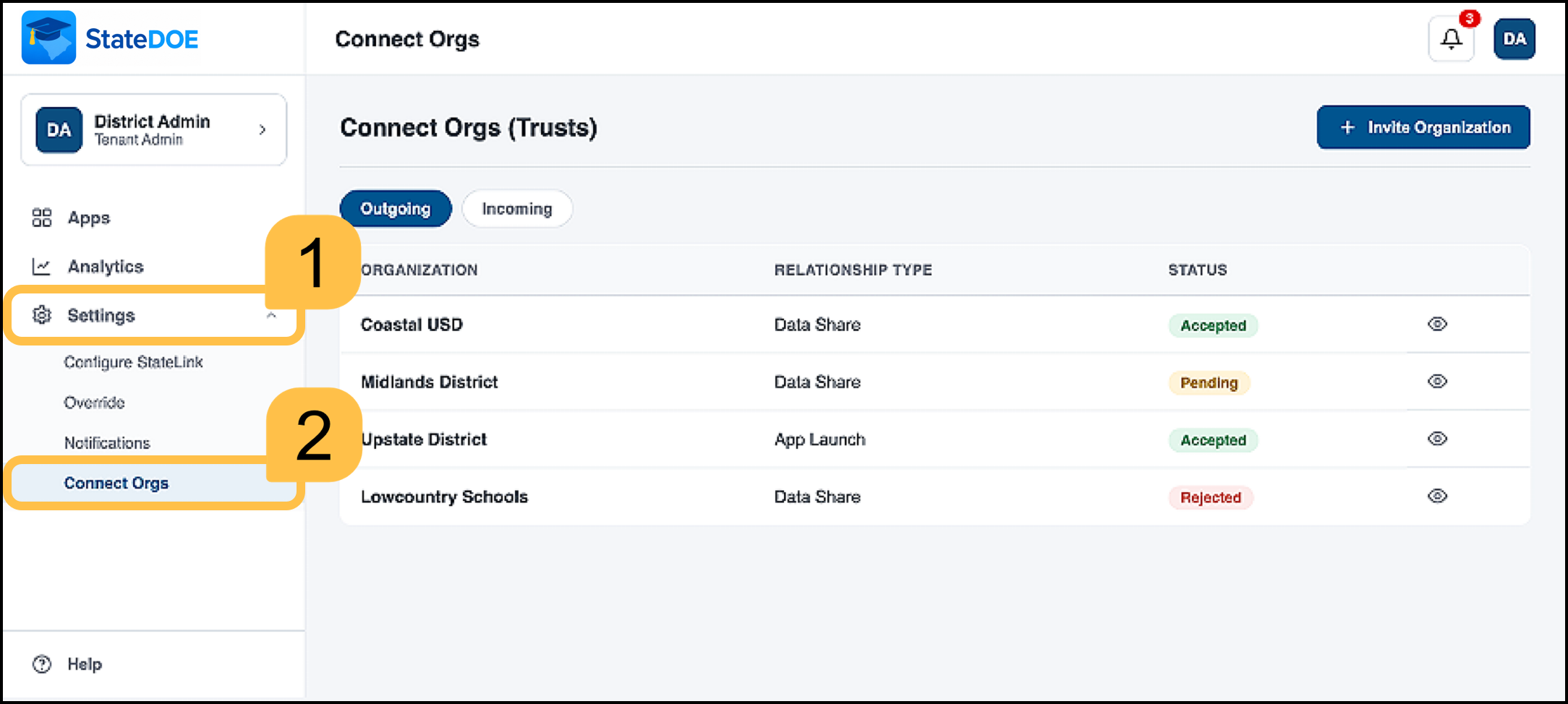 Manage data-sharing trusts in your ClassLink state portal