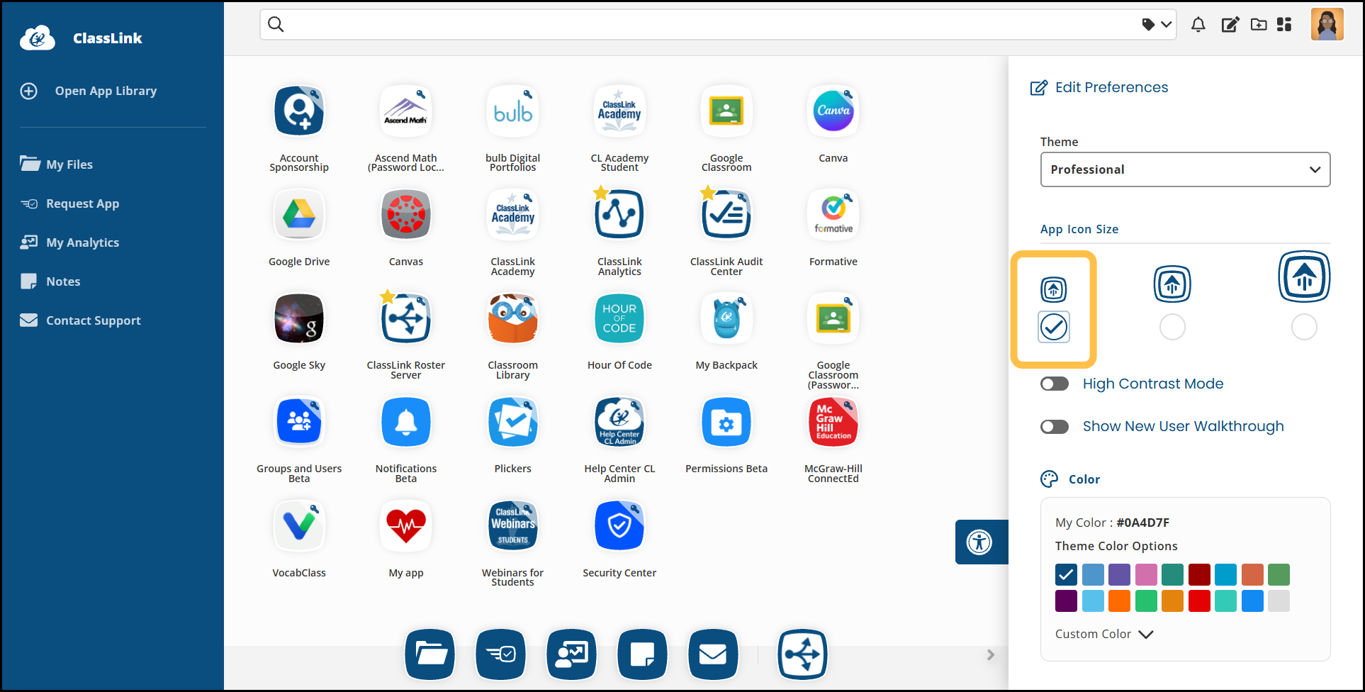 Professional Theme Edit Preferences: Change your LaunchPad app icon size