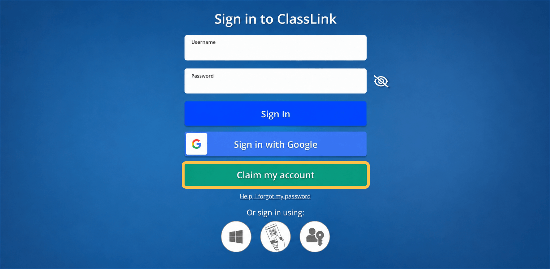 Account Claiming with ClassLink