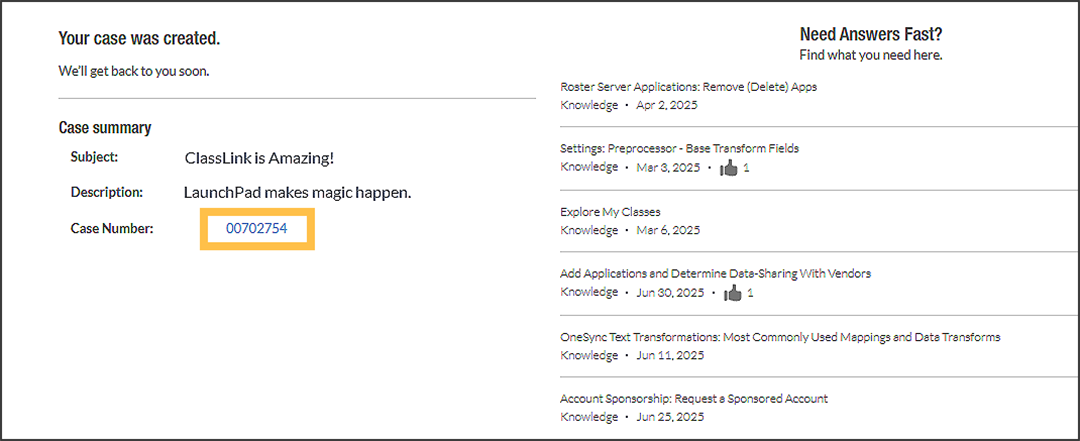 Submit a Help Center Case