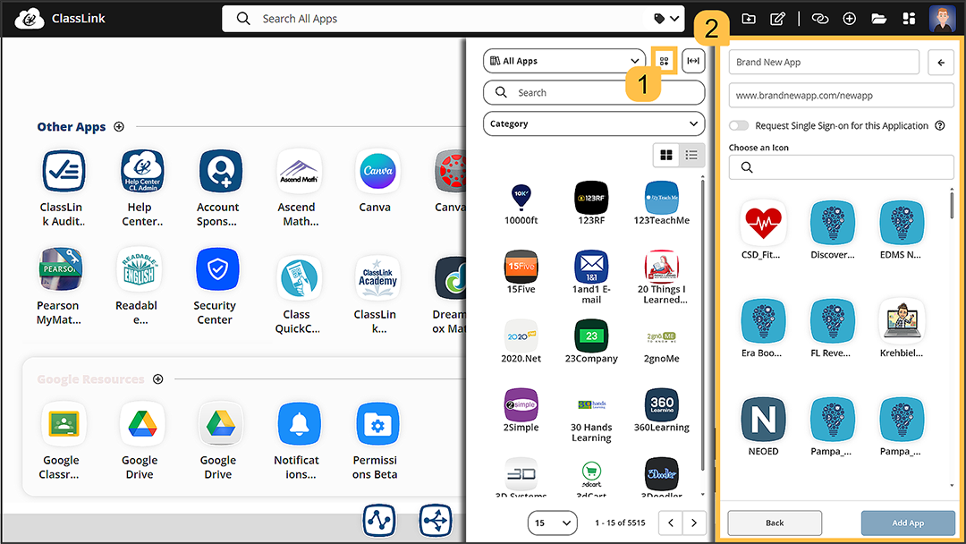 Dynamic Theme: Search, Filter, and Add Apps