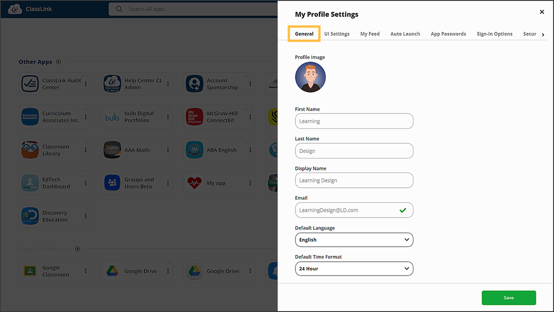 Dynamic Theme: Profile Settings