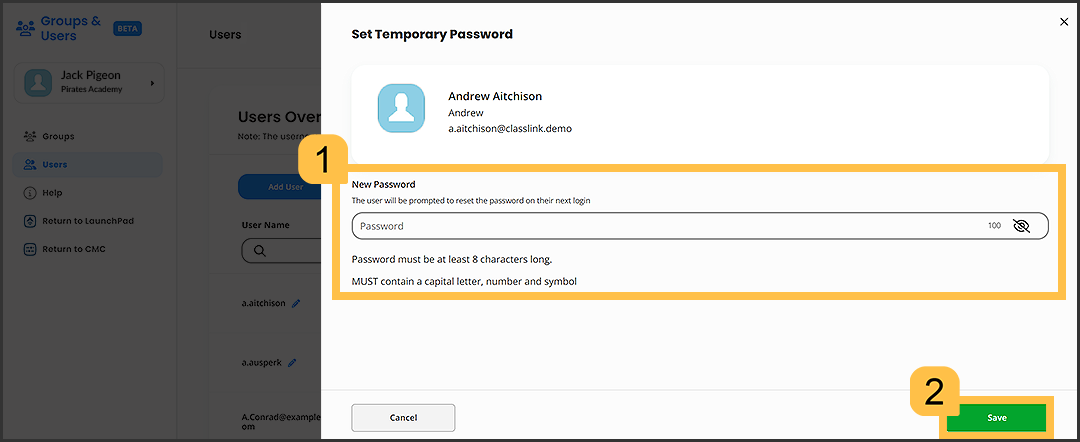 Delegated Users and the Groups & Users App